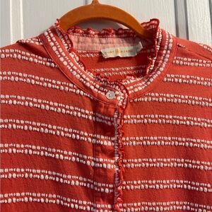 Tory Burch Red and White Striped Cardigan